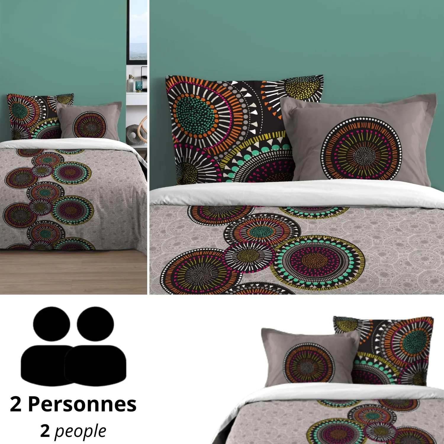 STOF Kizomba parure housse de couette gris 240x220 cm coton