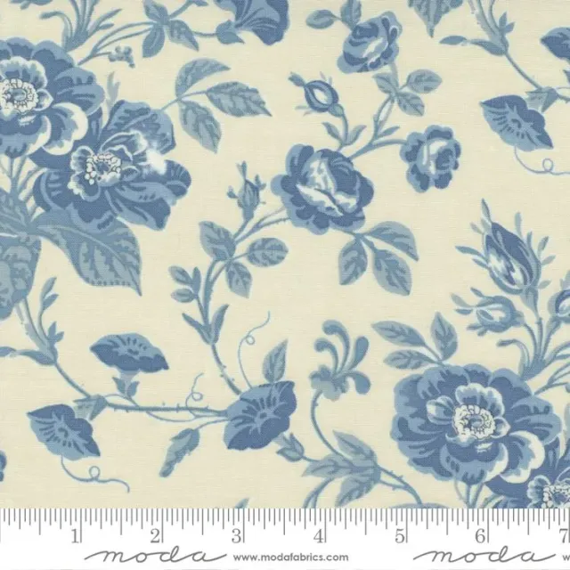 French General Bleu de France Pearl tissu coton 112 cm mètre