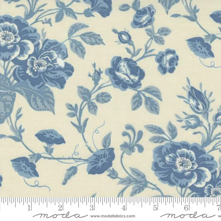French General Bleu de France Pearl tissu coton 112 cm mètre