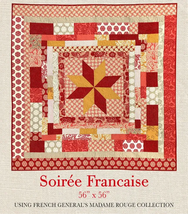French General Madame Rouge Soirée Française patron patchwork imprimé