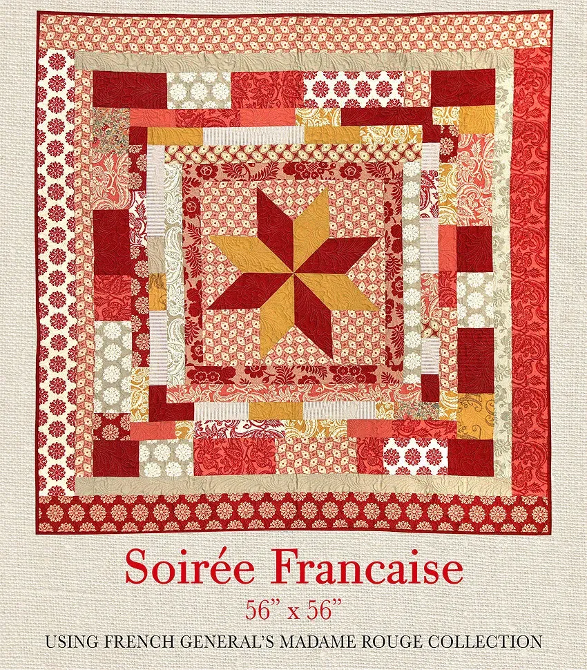French General Madame Rouge Soirée Française patron patchwork imprimé