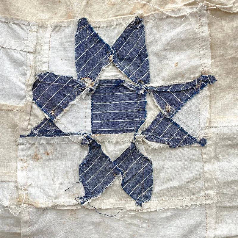 French General Ohio Star top quilt ancien indigo 149x236 cm