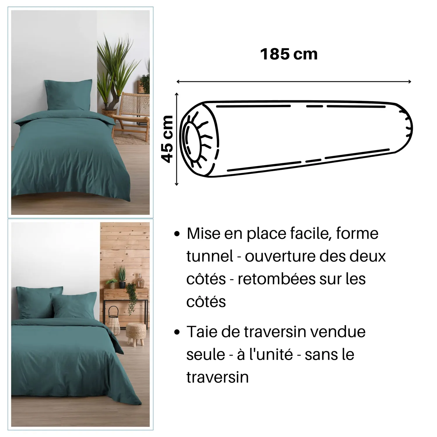 Stof Eden taie de traversin 45x185 cm eucalyptus coton