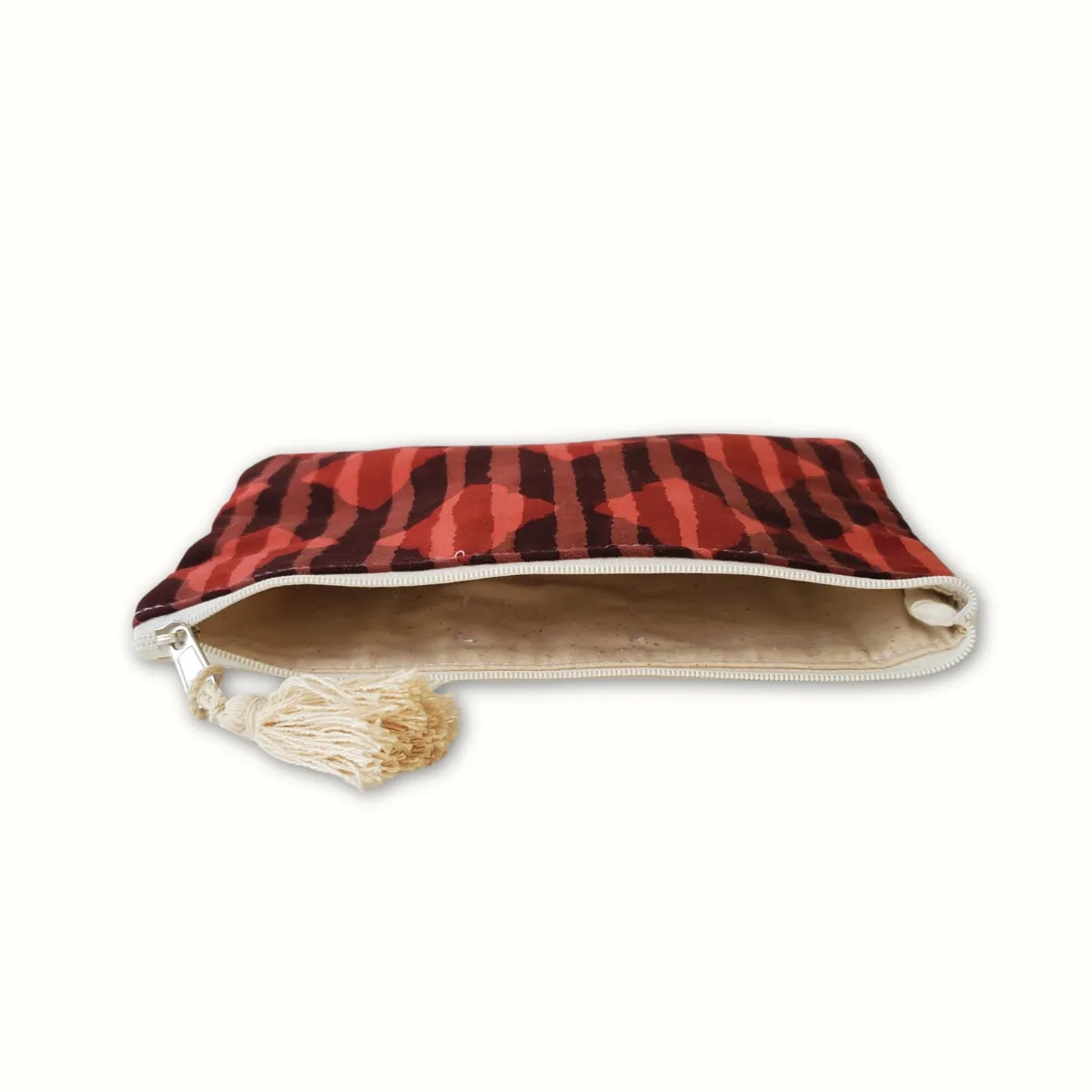 Tribu Indigo Block pochette tissu 21x15 rouge garance