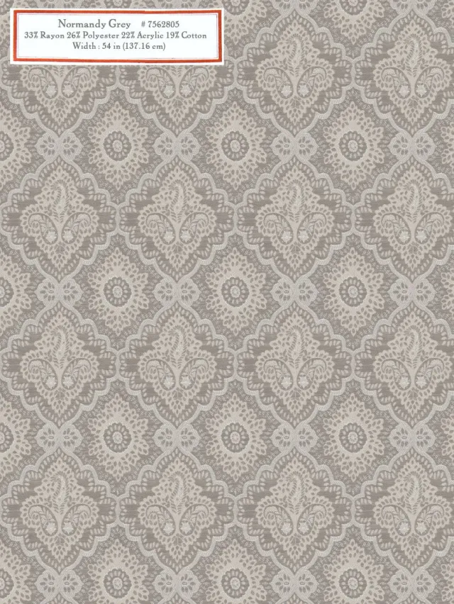 French General Normandy Grey tissu ameublement gris au mètre