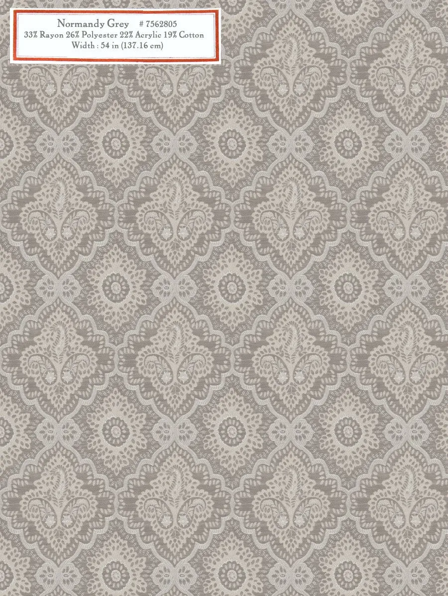 French General Normandy Grey tissu ameublement gris au mètre