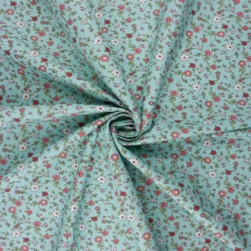 Tissushop Emma tissu popeline bleu 1,5 mètre 160 cm