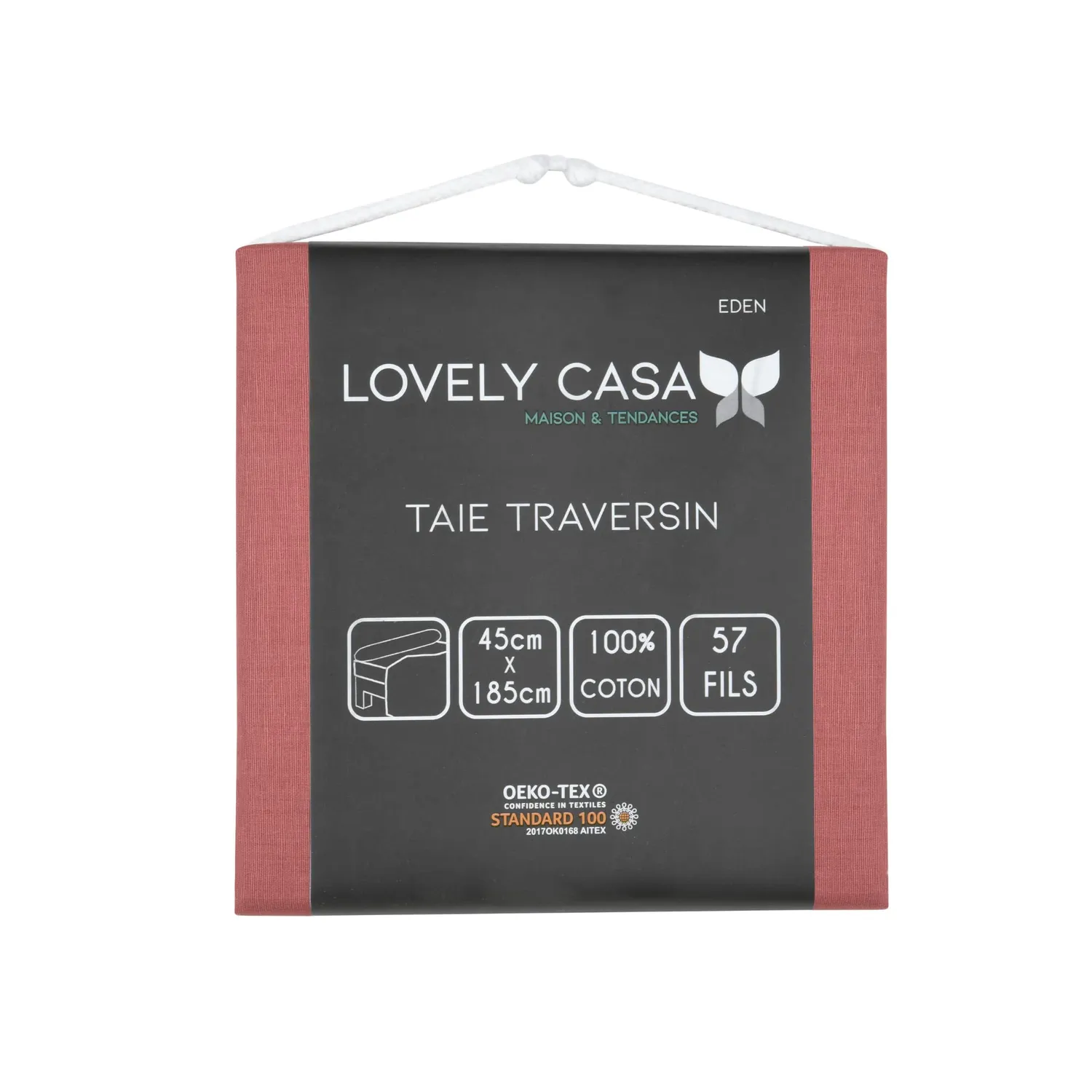 STOF Eden taie de traversin coton grenache 45x185 cm