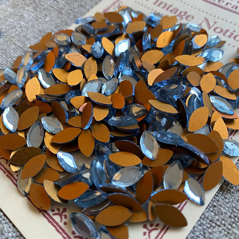 French General vintage bleu pâle cabochons verre 4x10mm lot 432