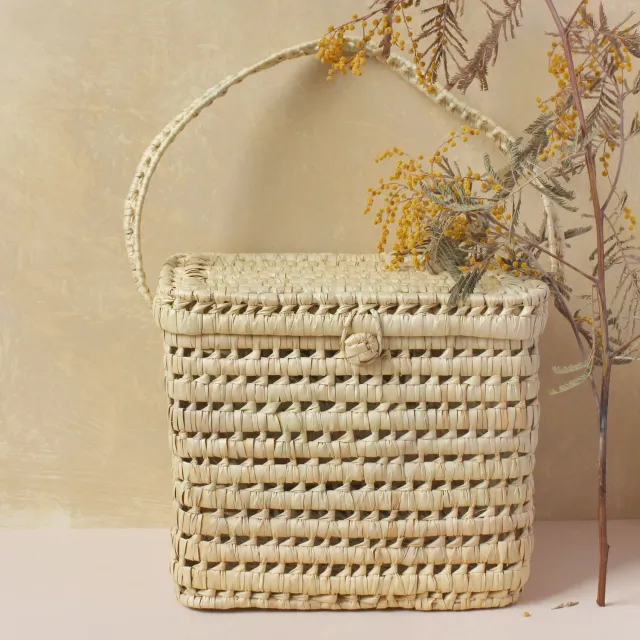 La Maison Naïve Grand Vanity palme panier rangement tressé