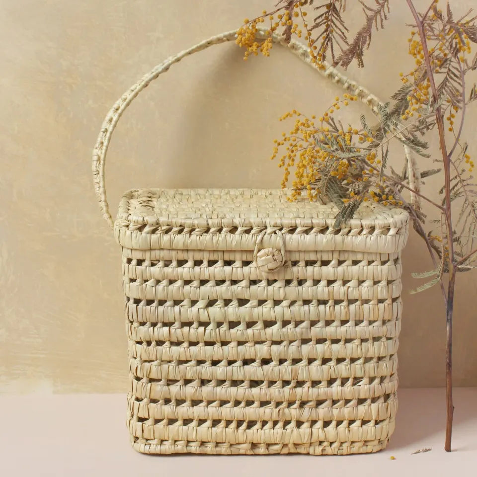 La Maison Naïve Grand Vanity palme panier rangement tressé