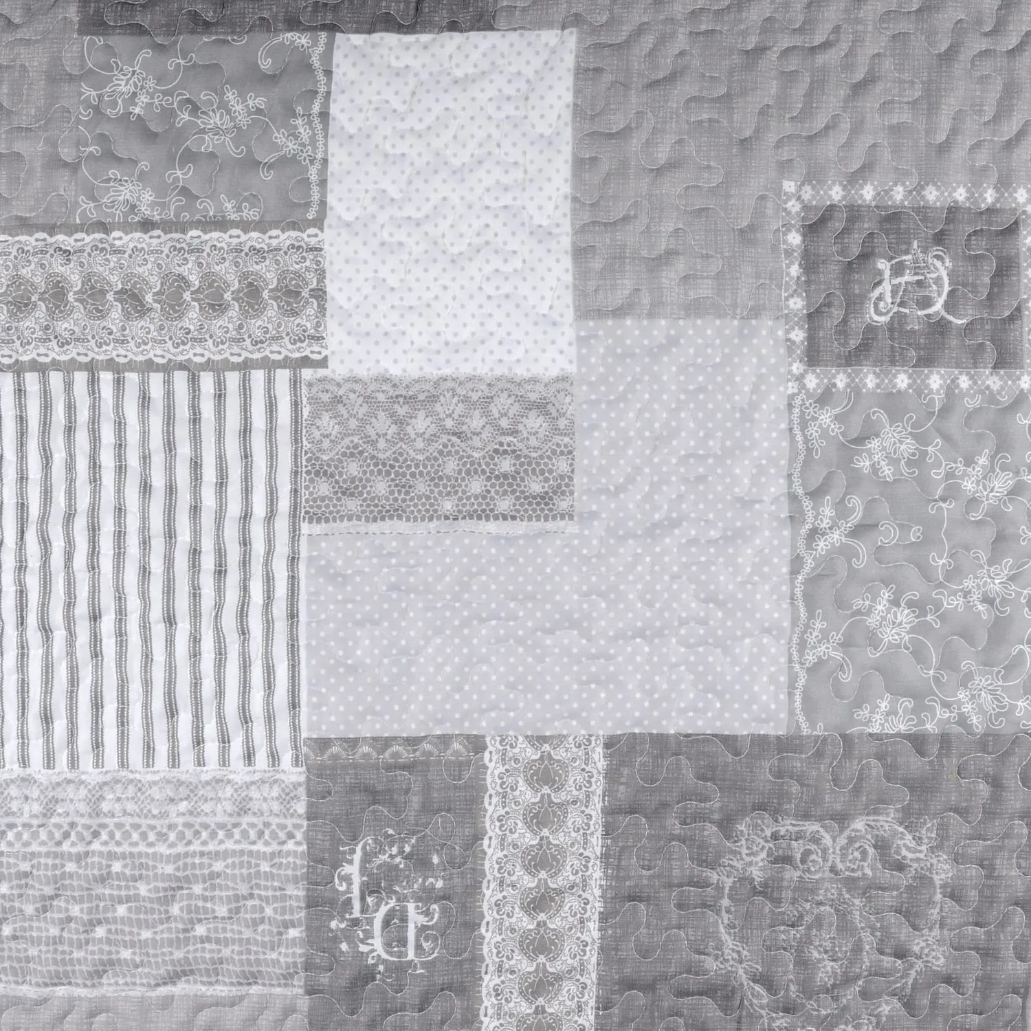 Stof Arkansas boutis 260x240 cm gris + 2 taies patchwork