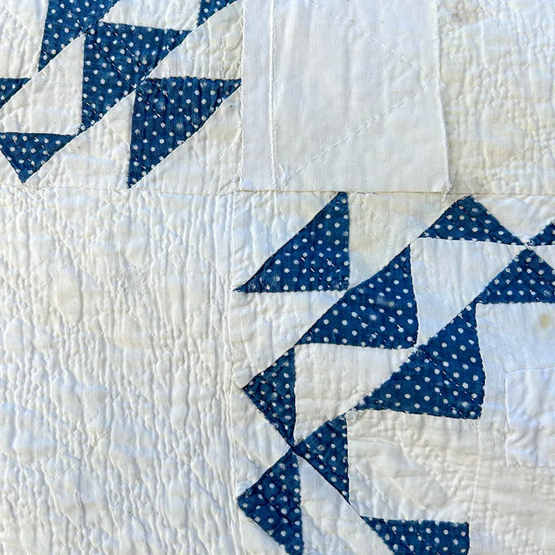 French General Radiating Cross quilt ancien indigo 173x224 cm