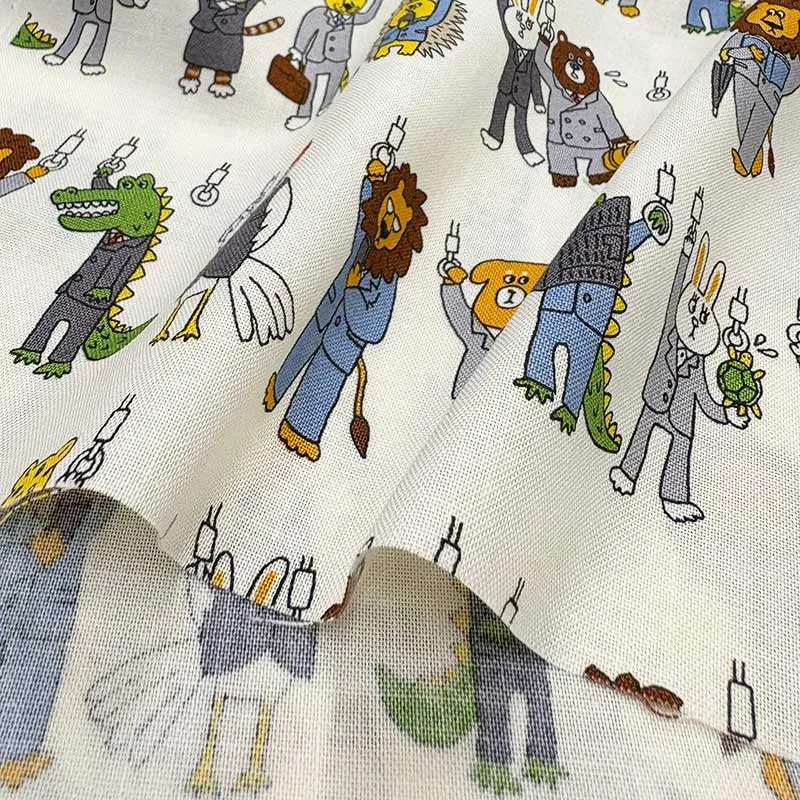 Yoko Saito 2026-05-A04 tissu coton animaux train au mètre