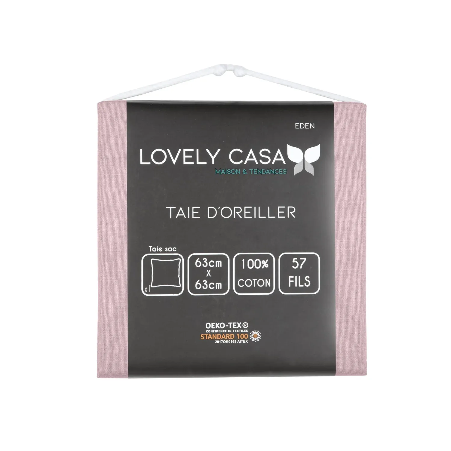 STOF Eden taie d’oreiller 63x63 cm vieux rose coton
