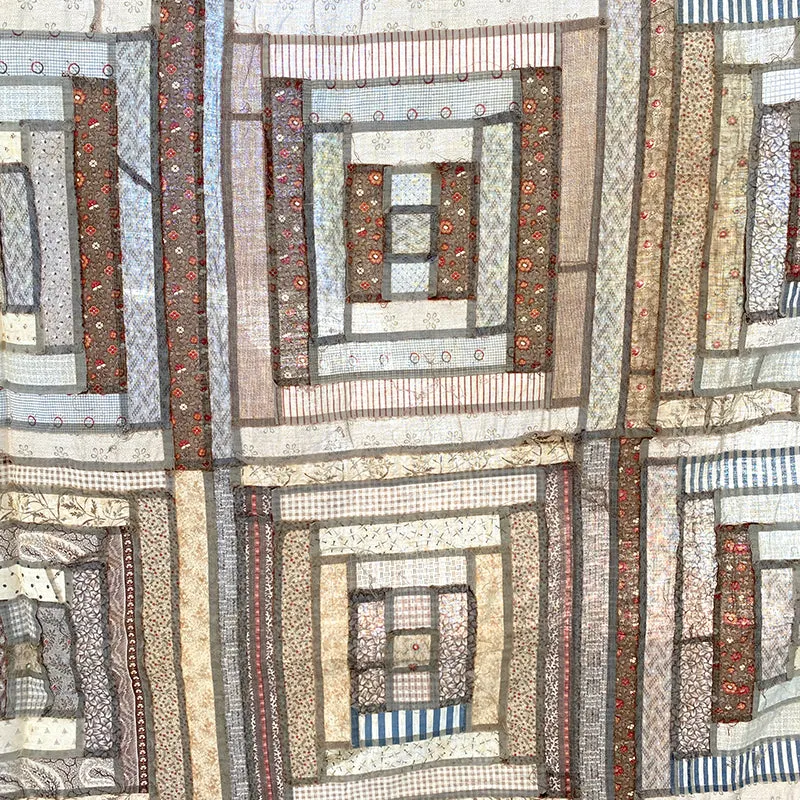 French General Courthouse Steps dessus de quilt ancien coton
