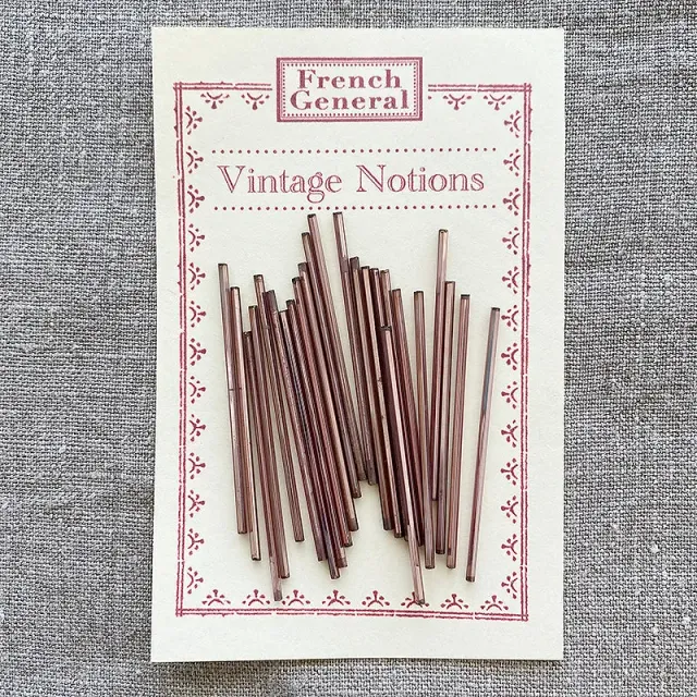 French General Bugle Beads perles tube verre améthyste lot 24
