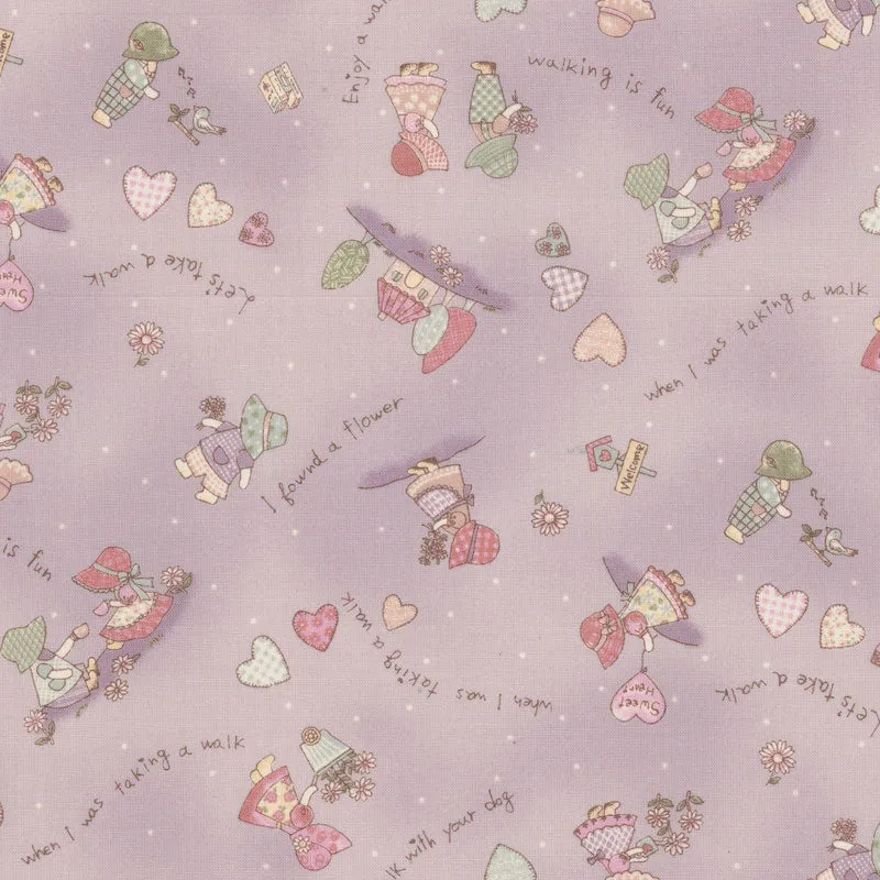 Yoko Saito Sunbonnet Sue tissu coton rose clair au mètre