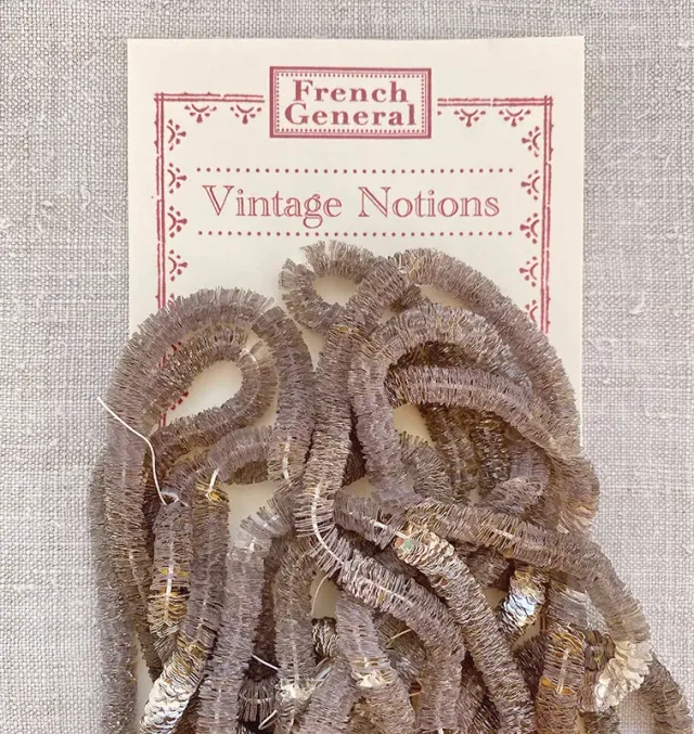 French General Vintage sequins trèfle argent