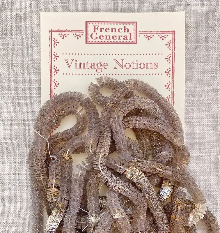 French General Vintage sequins trèfle argent