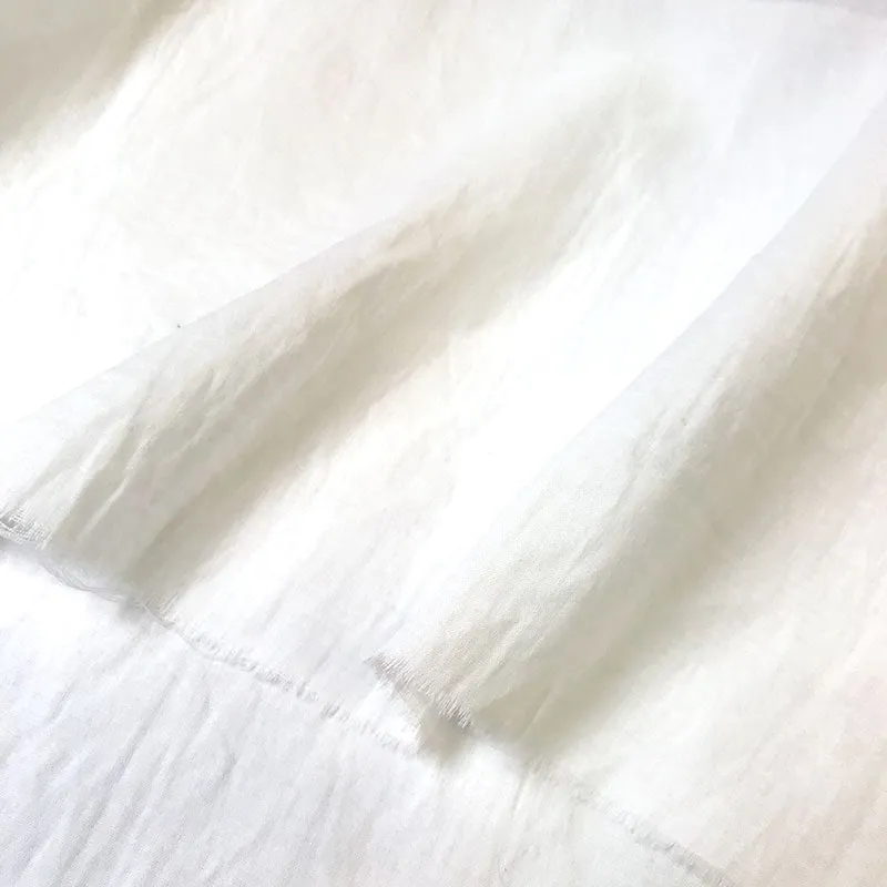 Yoko Saito double gaze tissu coton blanc au mètre