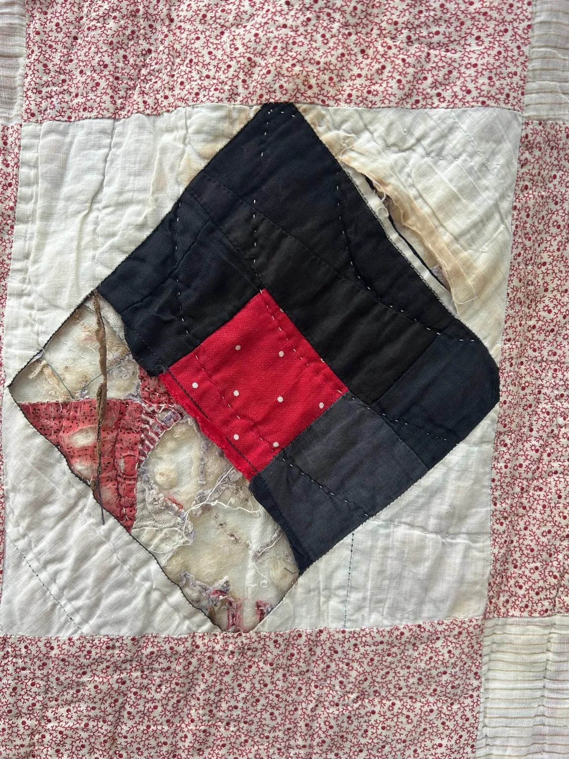 French General Quilt in a Quilt quilt ancien 178x190cm à découper