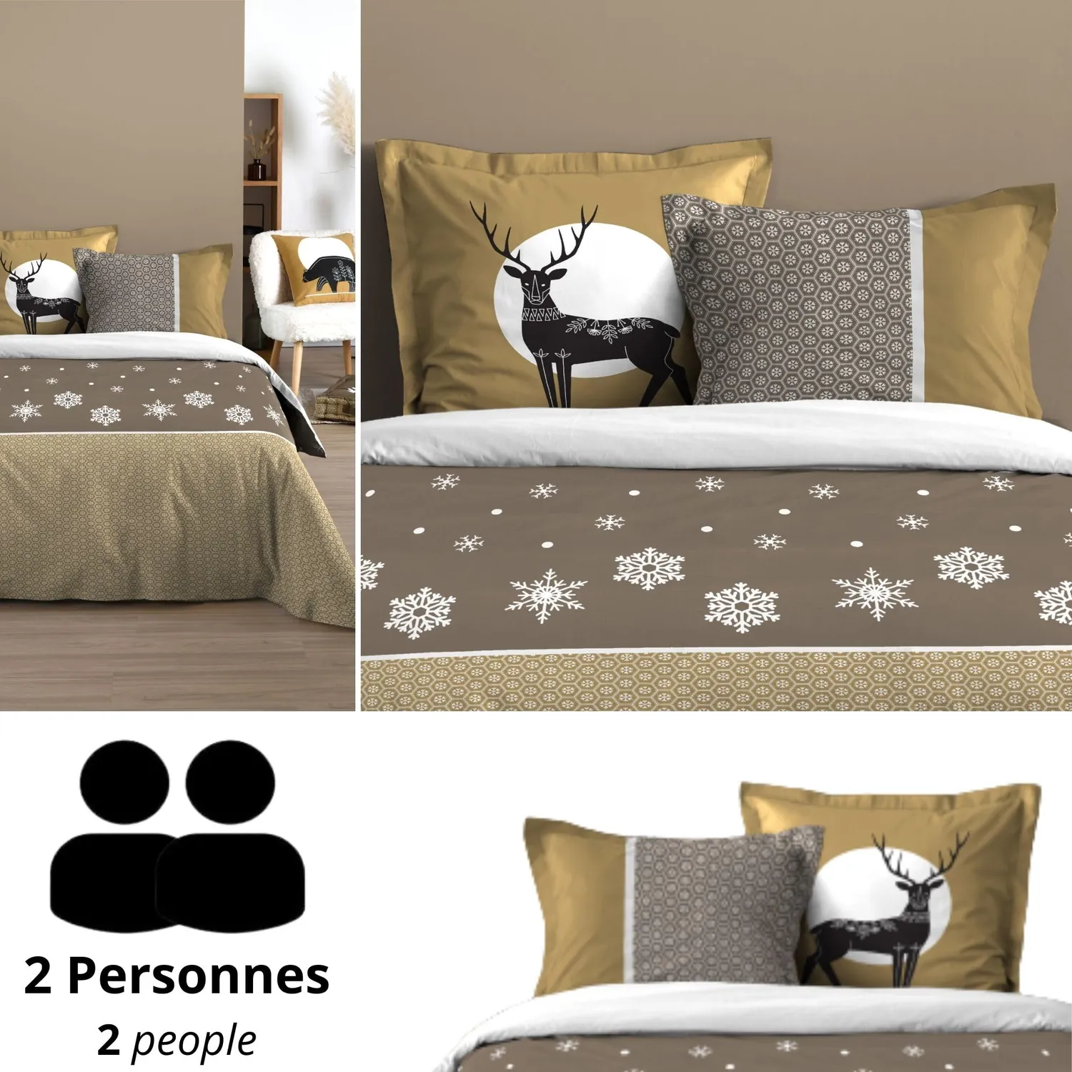 STOF Estrella parure 240x220 cm or coton 3 pièces