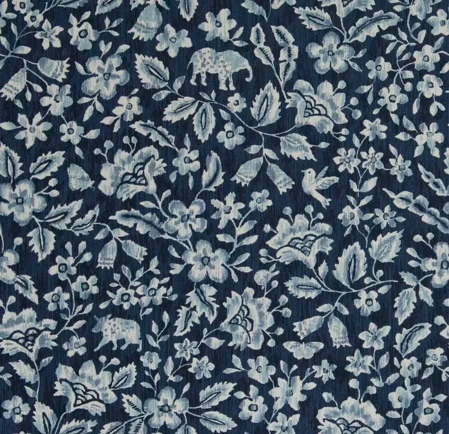 French General Indra Indigo tissu coton ameublement