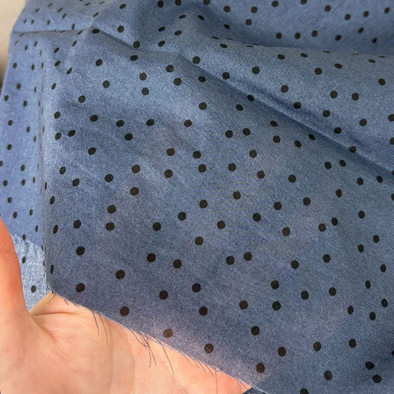 Yoko Saito 80s Royal Lawn tissu coton pois verts au mètre