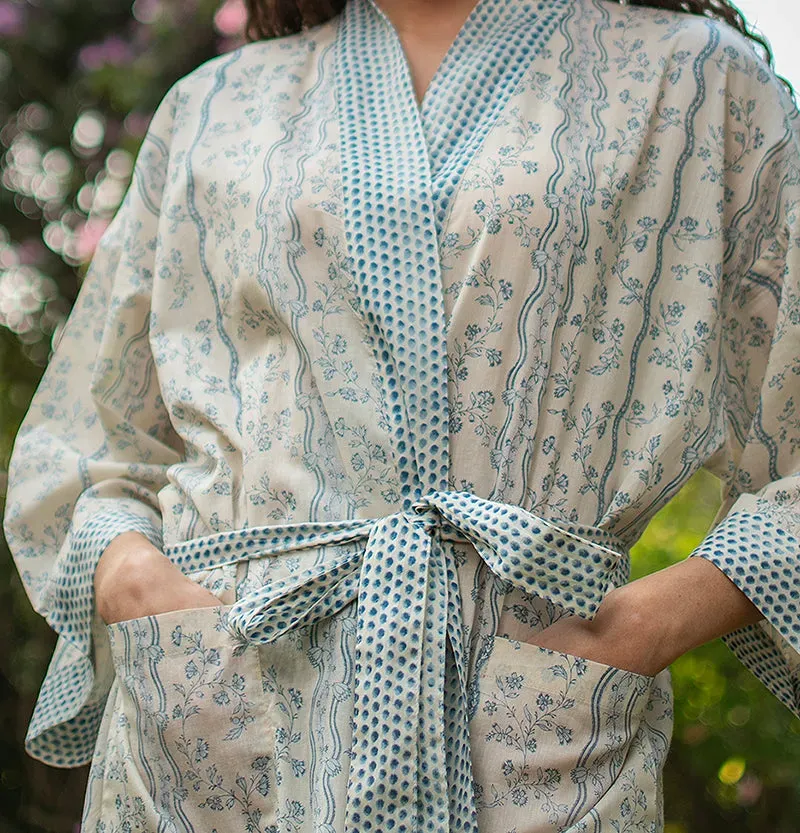 French General Esprit de Provence kimono voile bouquet stripe