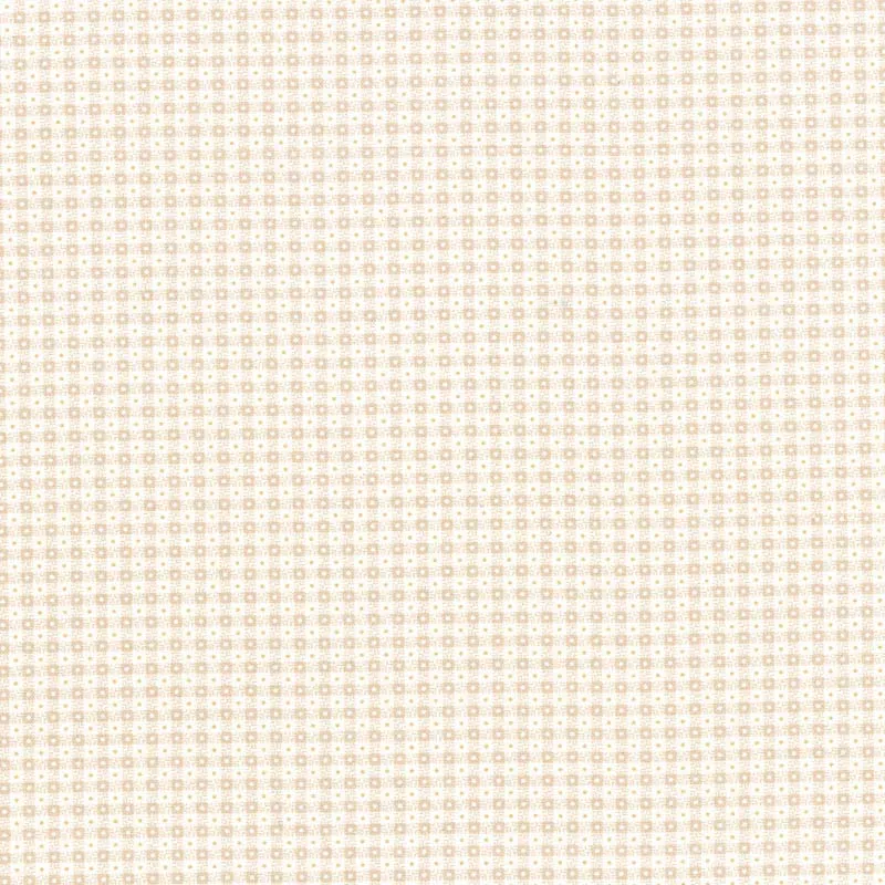 Yoko Saito 2026-02-A05 coupon tissu carreaux beige 33x35 cm