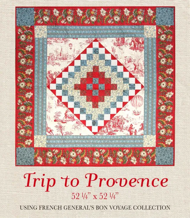 French General Bon Voyage Trip to Provence patron quilt imprimé