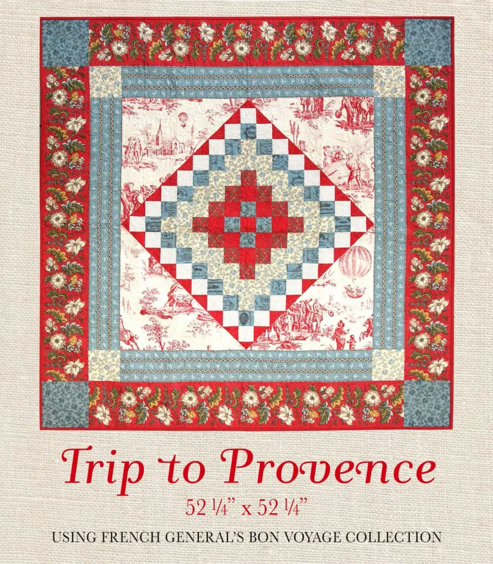 French General Bon Voyage Trip to Provence patron quilt imprimé