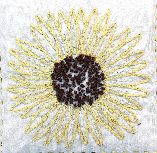 French General Sunflower toile lin à broder imprimée 25 x 25 cm