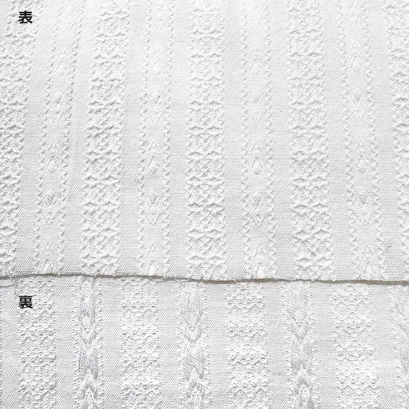 Yoko Saito dentelle leno dobby coton écru rayé au mètre 110 cm