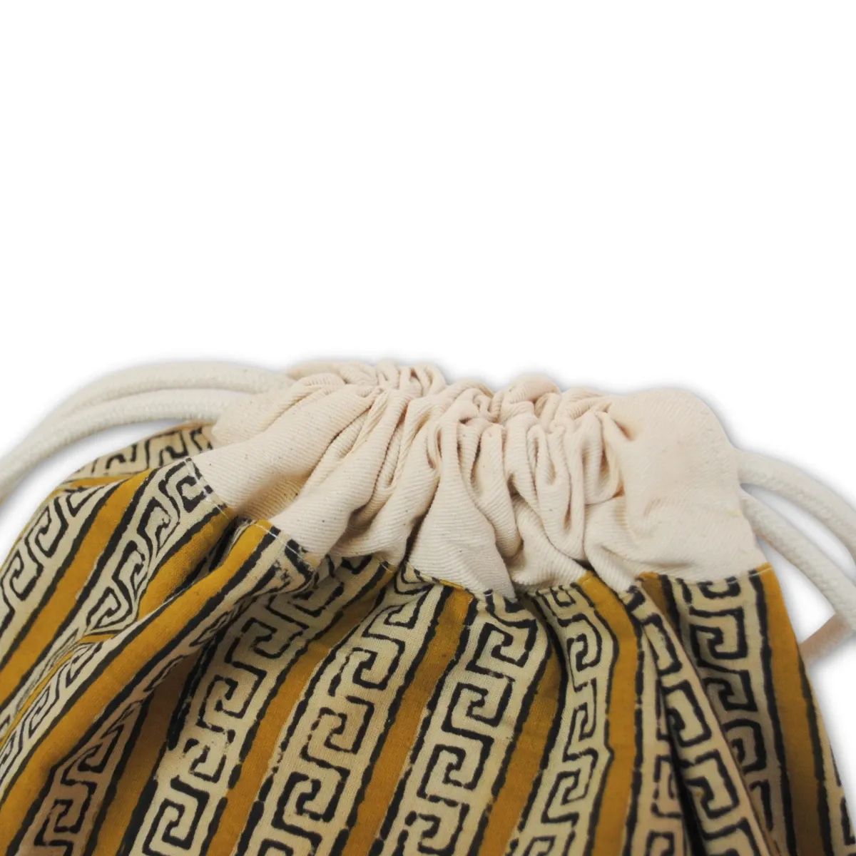 Tribu Indigo sac à dos toile jaune géo 40x30 coton bio