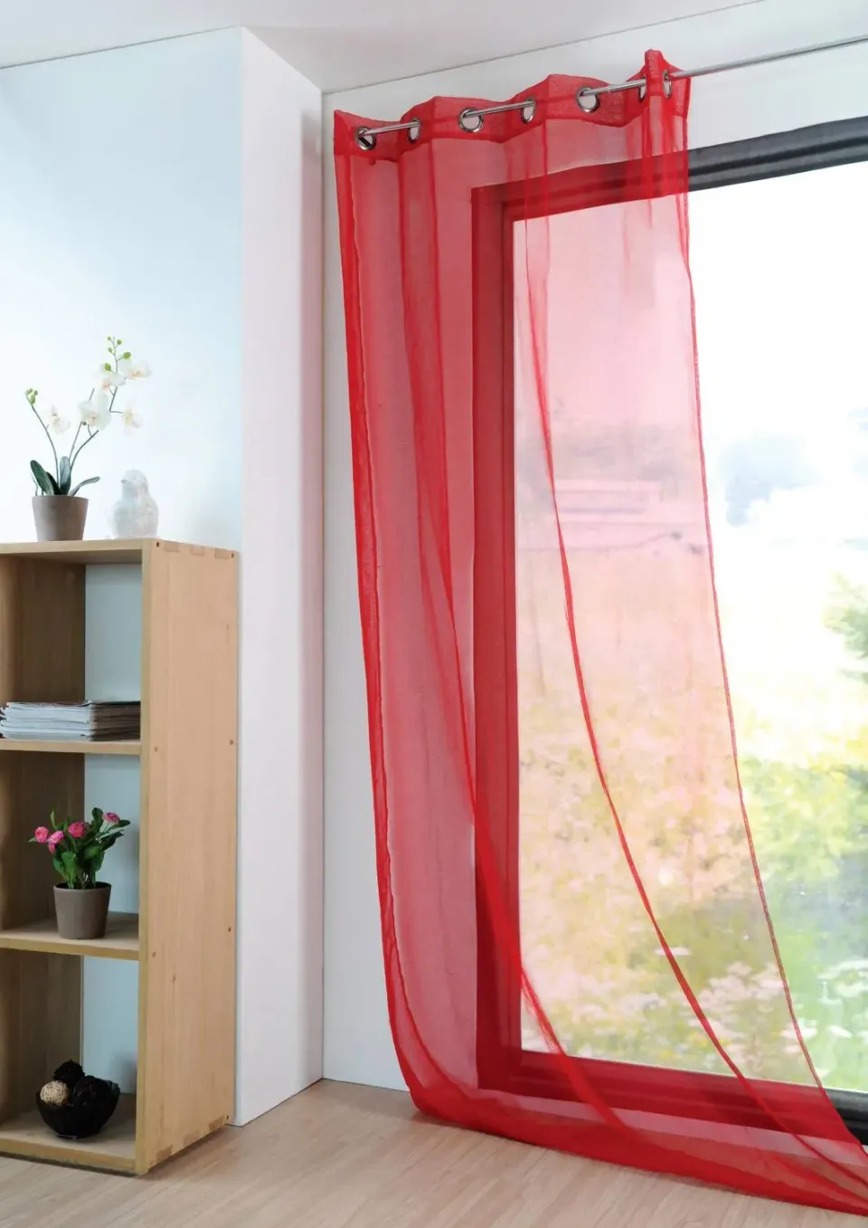 Stof Monna voilage polyester rouge 280x140 cm léger