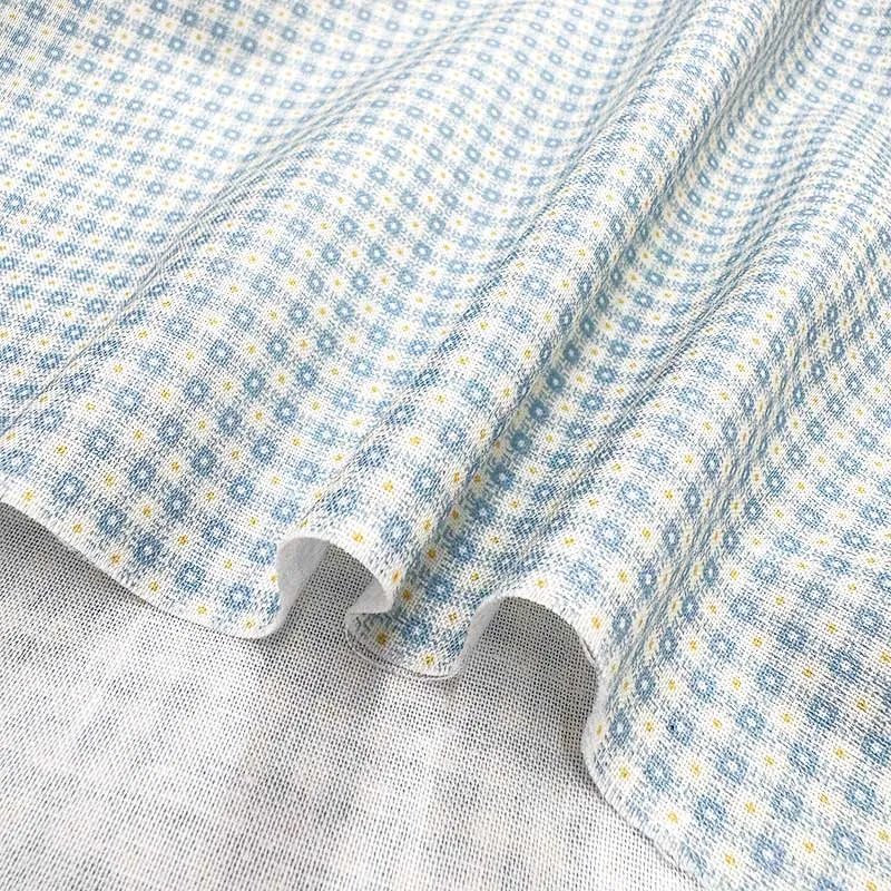 Yoko Saito 2026-02-A06 tissu coton carreaux bleus au mètre