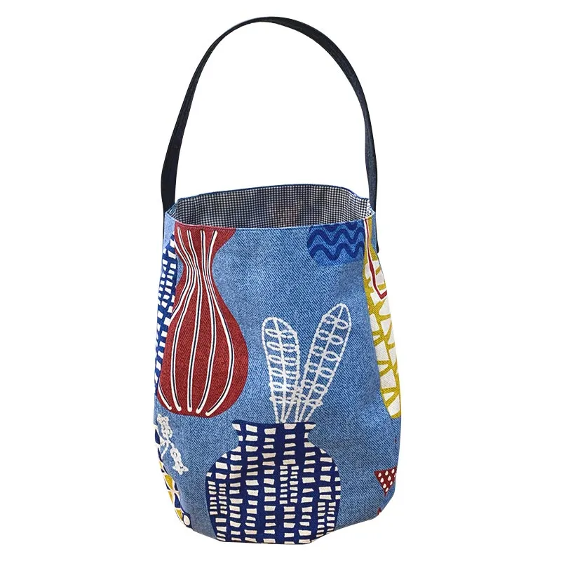 Yoko Saito My 15 Bags sac vertical A kit bleu coton