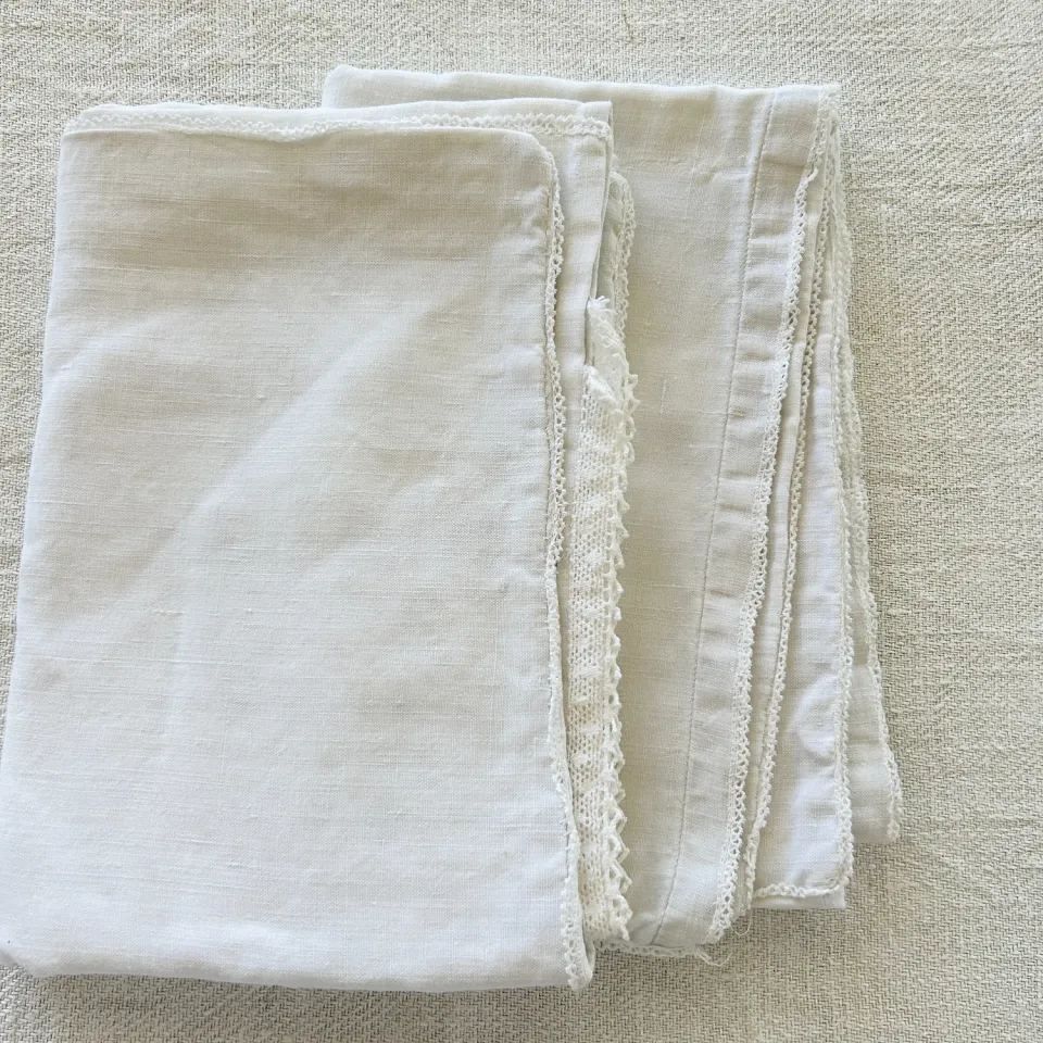 French General taies lin ancien dentelle lot de 2