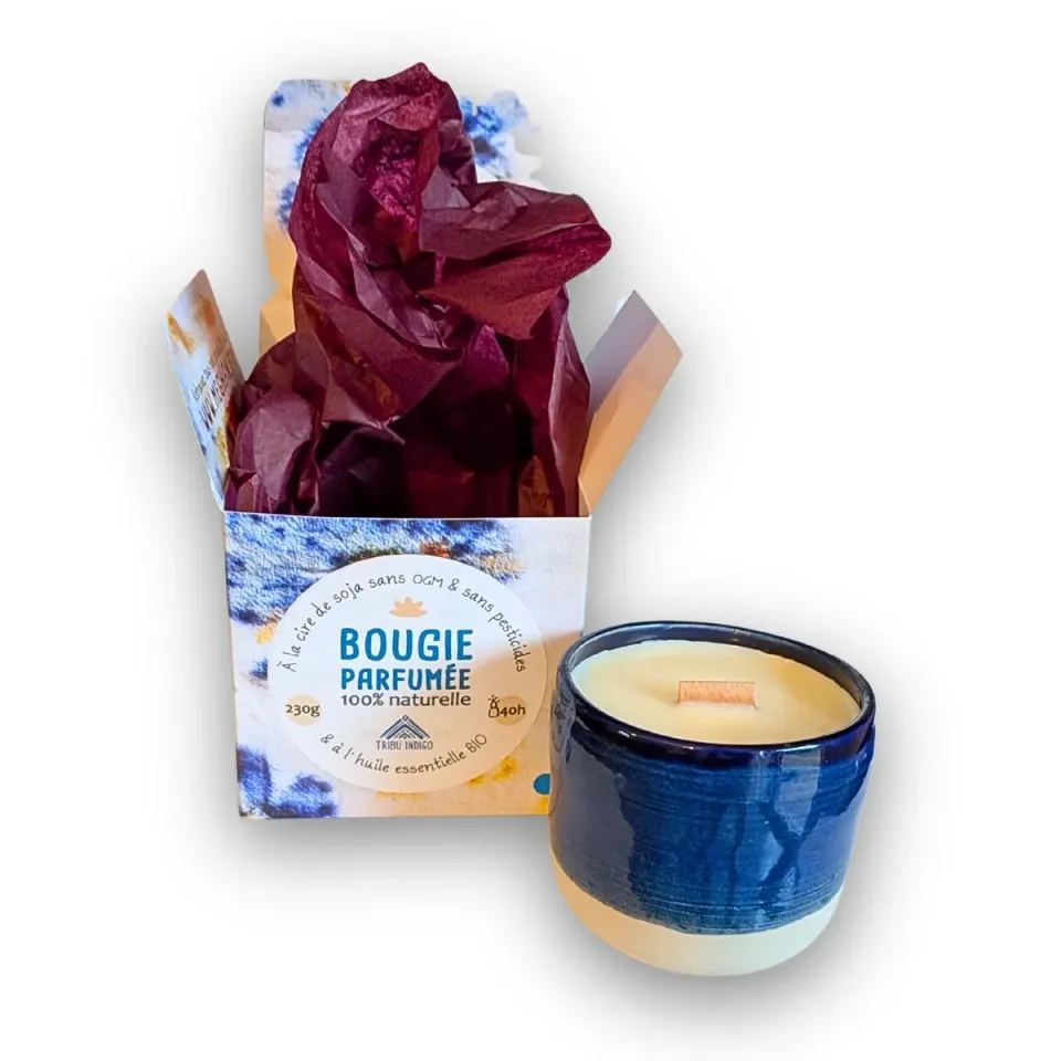 Tribu Indigo Cèdre d'Atlas 40h bougie parfumée bois