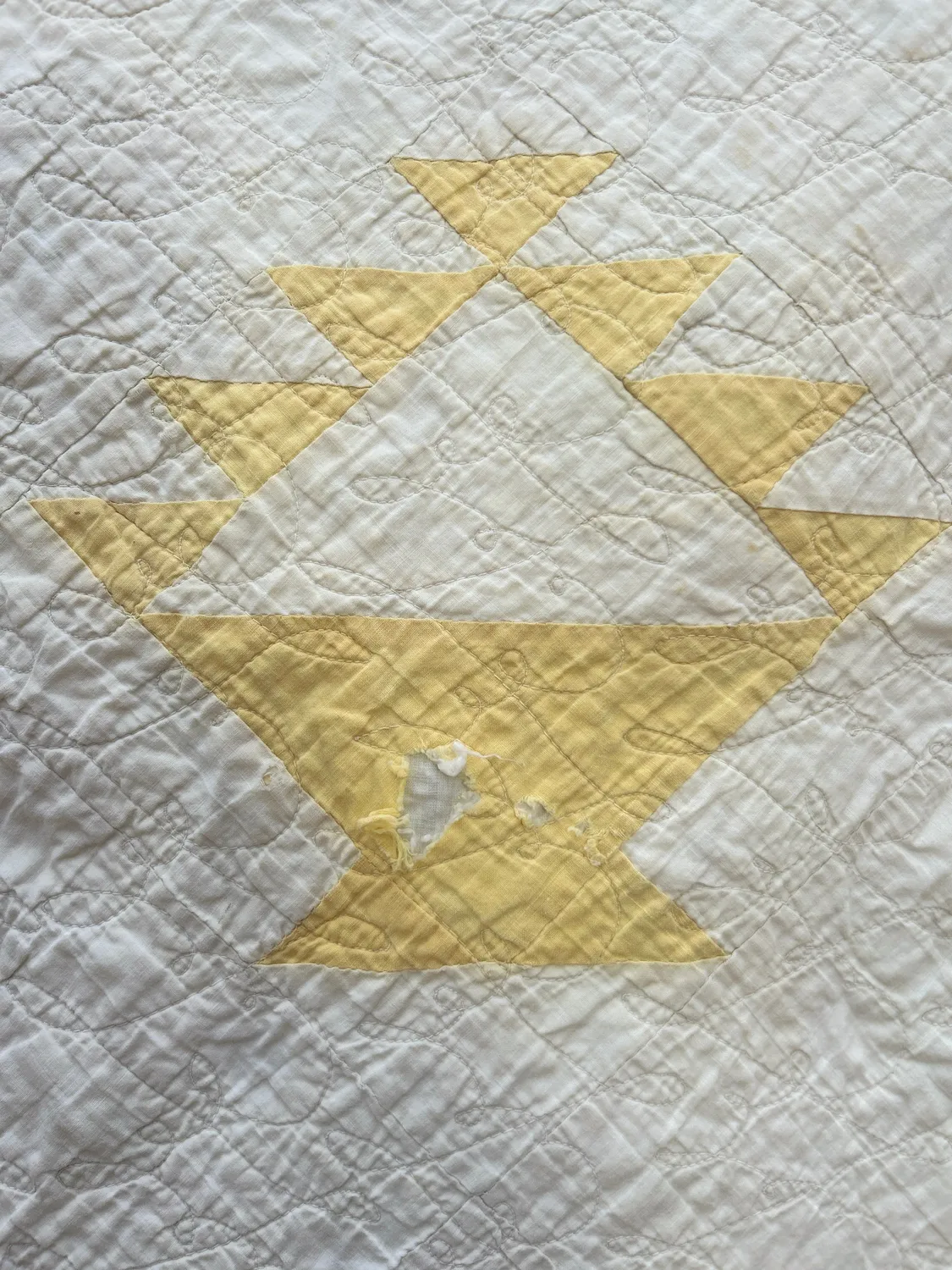 French General quilt vintage paniers jaune 62x76 pouces