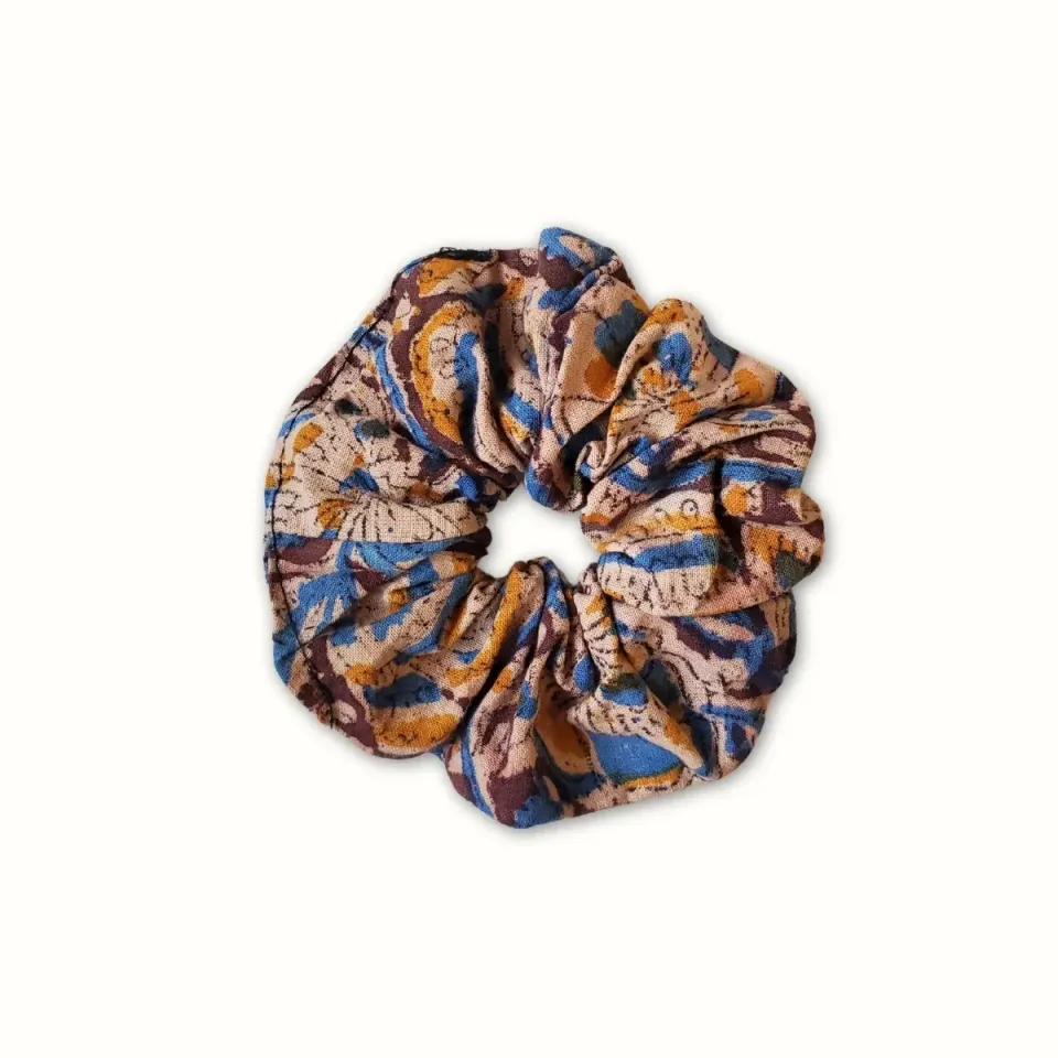 Tribu Indigo Kalamkari chouchou coloré coton bio