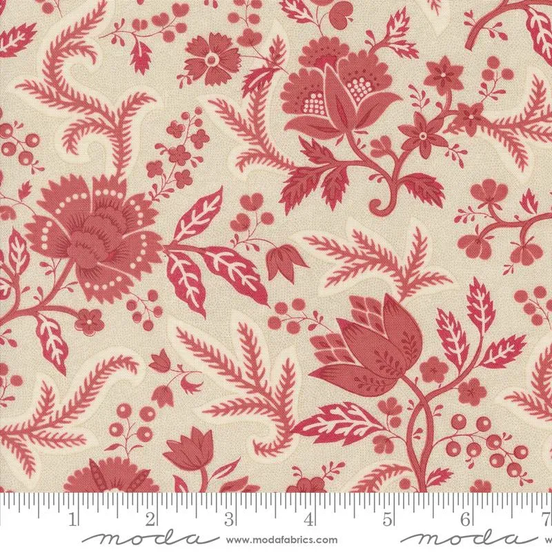 French General Rouenneries Trois 13961 11 tissu coton rose au mètre