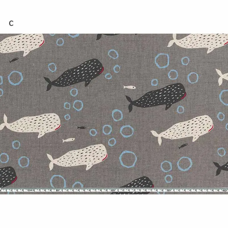 Yoko Saito 10729 tissu requin-baleine coton lin au mètre