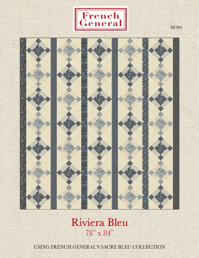 French General Sacre Bleu Riviera Bleu patron quilt coton