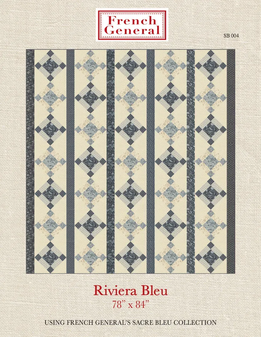 French General Sacre Bleu Riviera Bleu patron quilt coton