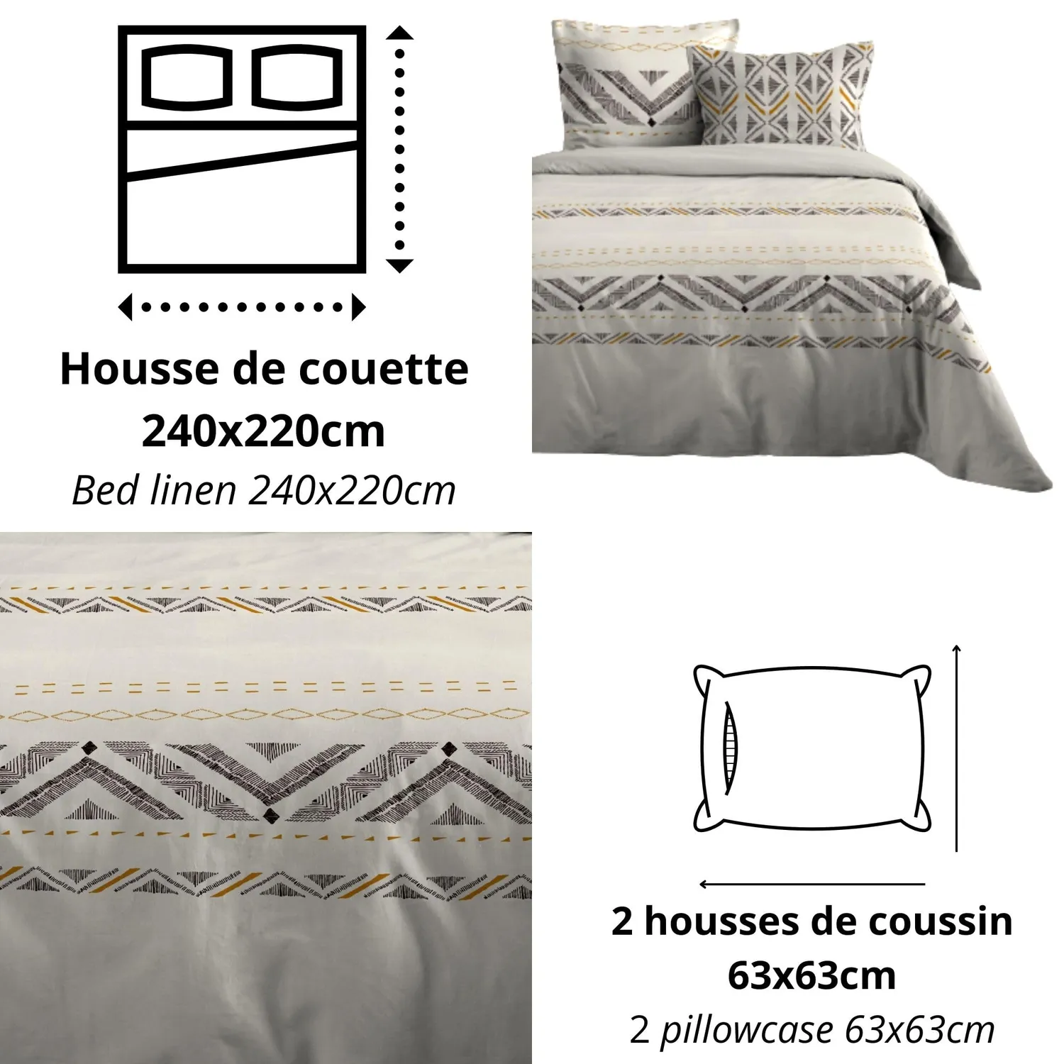 Stof Beloha 240x220 parure housse de couette rose coton