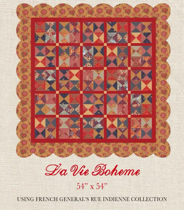 French General Rue Indienne patron quilt La Vie Boheme 54"