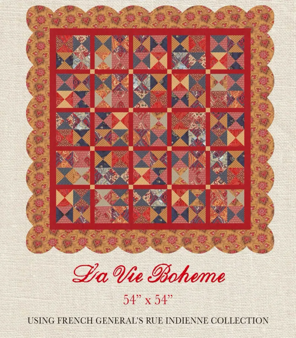 French General Rue Indienne patron quilt La Vie Boheme 54"